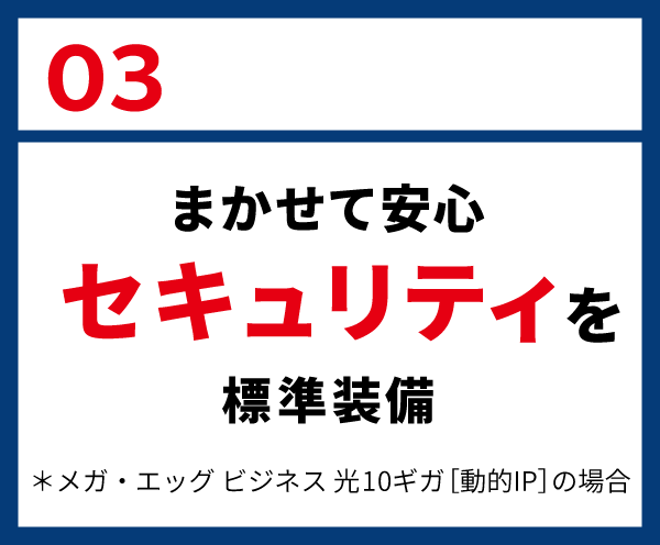 03: まかせて安心 セキュリティを標準装備 ＊メガ・エッグ ビジネス 光10ギガ［動的IP］の場合